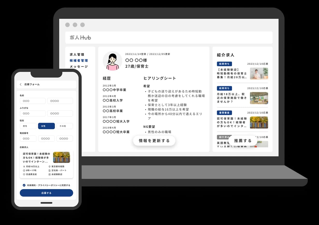 求人Hub の管理画面イメージ